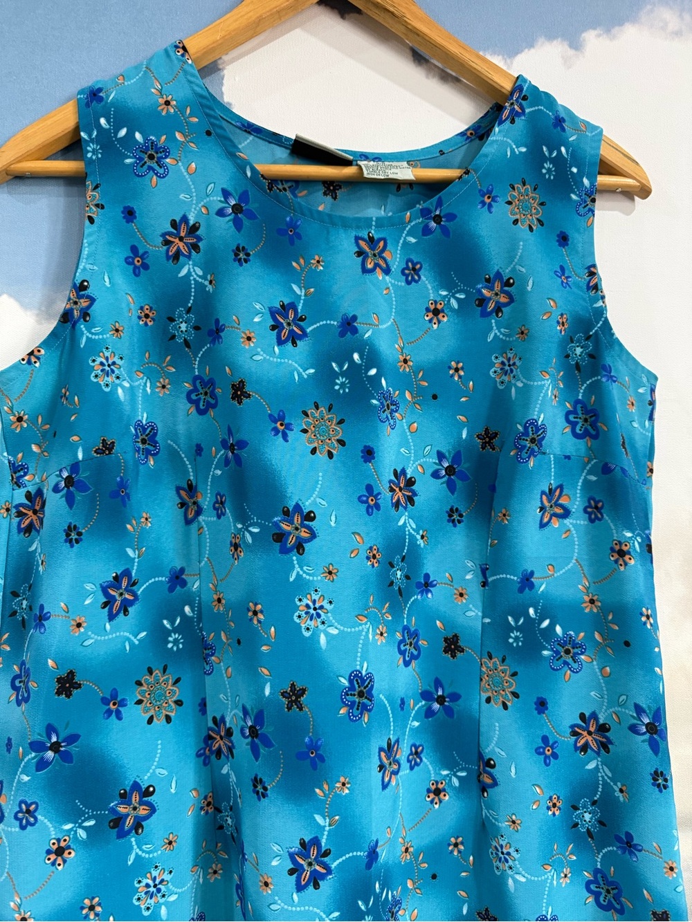 Vintage 90s Y2K Sleeveless Mini Dress Rom Com Soft Grunge Vibes Floral Medium - Picture 4 of 8